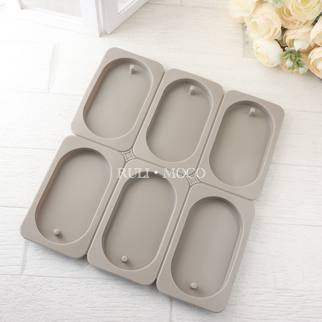 ワックスサシェ用モールド(浅型楕円形6個)