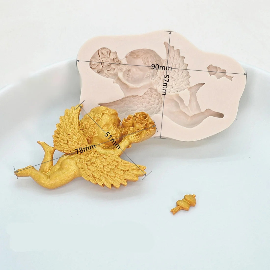 Angel holding a bouquet