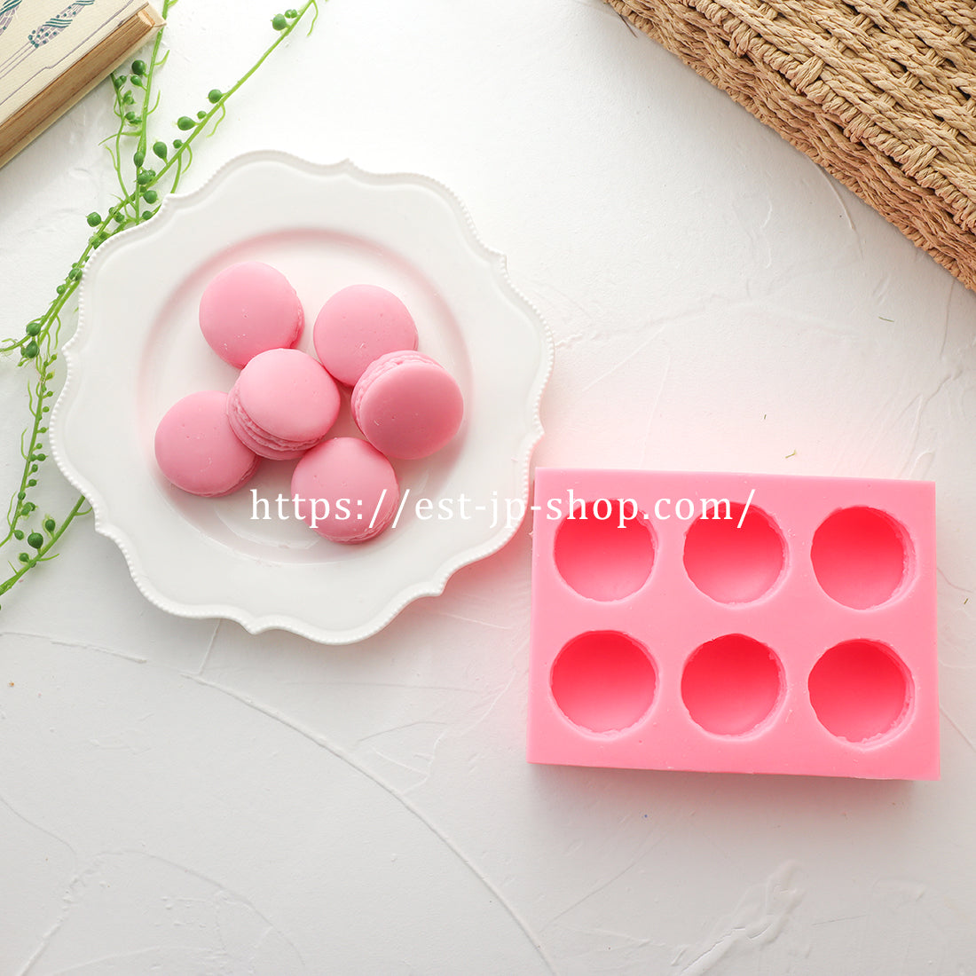 6 individual macarons (3.3cm, 3.7cm)
