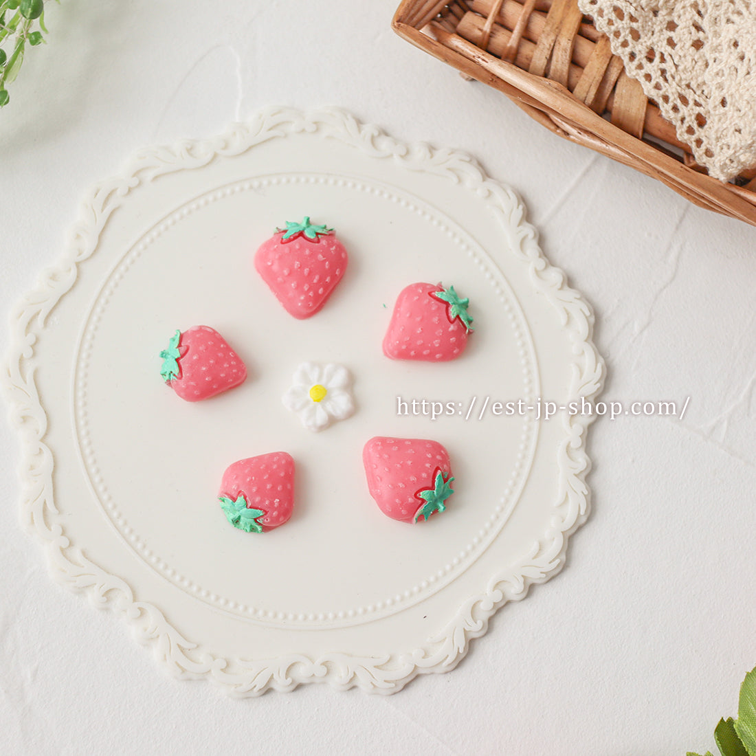 One-sided strawberry with flowers