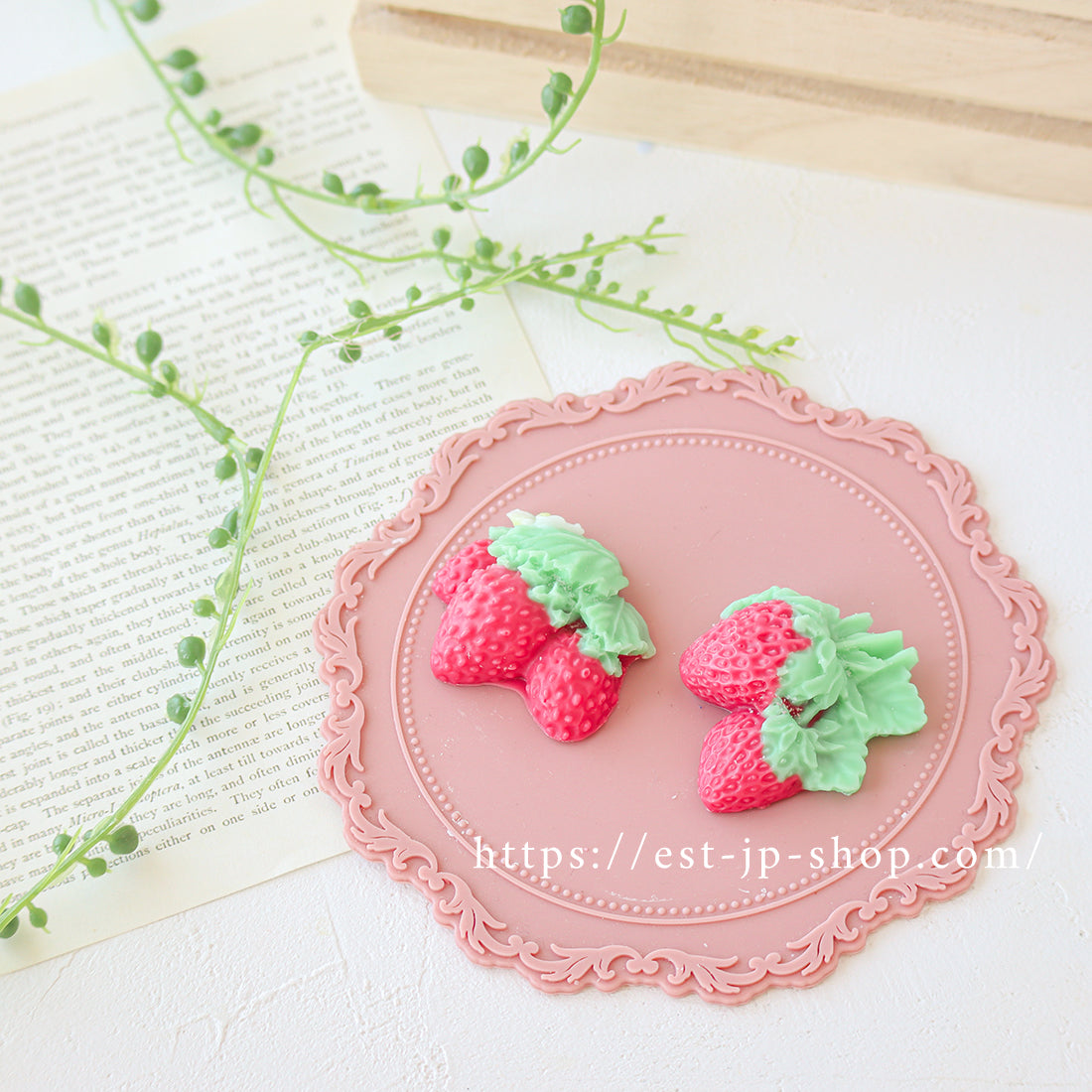 Strawberries with leaves (2 pieces)